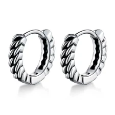 Small Silver Huggie Hoop Earrings For Men Women Surgical Steel Jewelry Gift