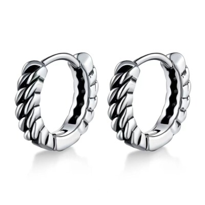 Mens Womens Surgical Steel Silver Huggie Hoop Earrings Gothic