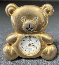 Brass Vogue Teddy Bear Clock diamond Eyes  5 Cm