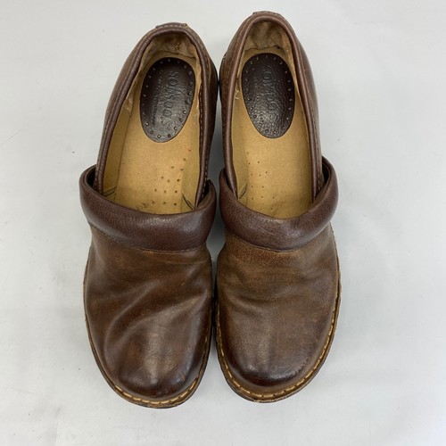 Softspots CBTH14 Brown Leather Wedge Clogs Shoes Womens Size 8 M - Picture 3 of 10