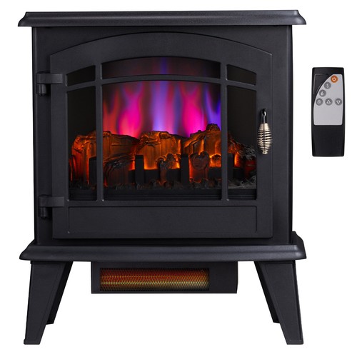 20" Electric Fireplace Stove, Freestanding Fireplace Heater with Realistic Flame