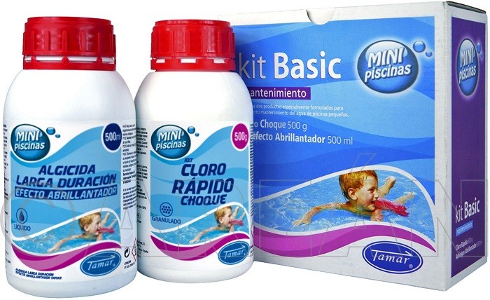 Kit basic mantenimiento piscina Cloro rápido + Antialgas abrillantador Tamar