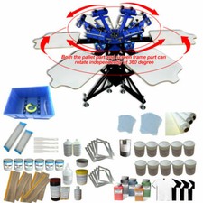 Silk Screen Printing Kit 6 Color 6 Station Printer 360 Rotary with Squeegee Ink