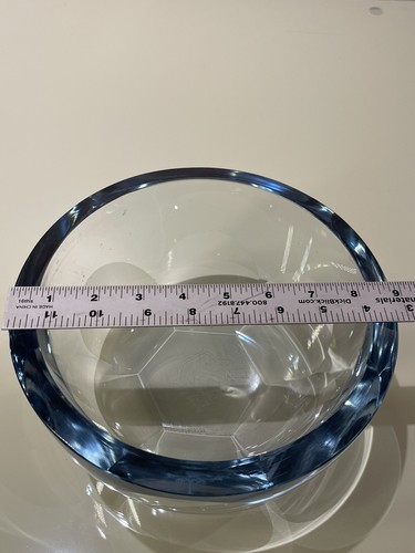 10lb Heavy STROMBERGSHYTTAN Ice Blue Scandinavian Thick Wall Glass Bowl Signed - Picture 8 of 11