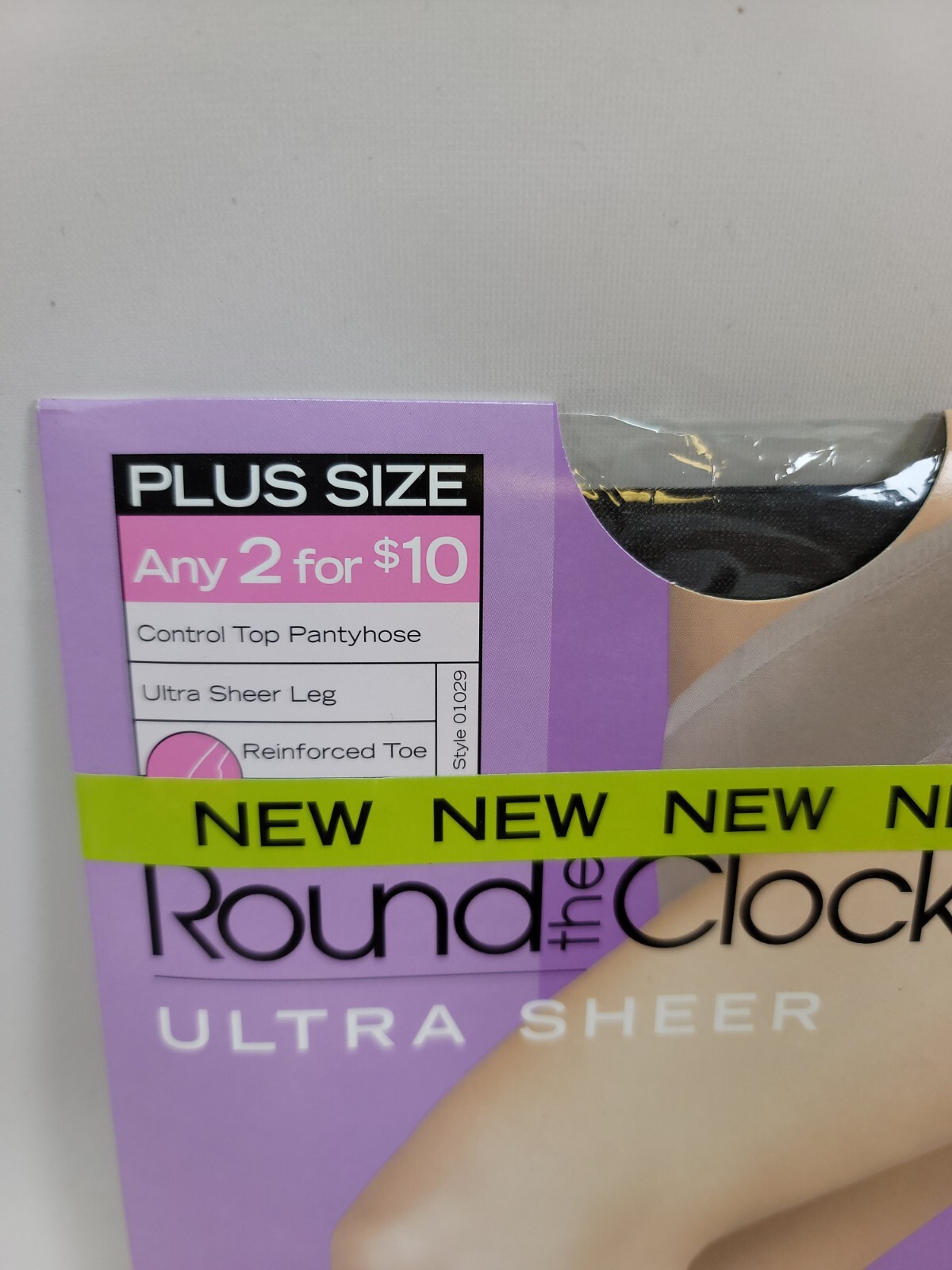 NEW Round the Clock Ultra Sheer Control Top Pantyhose Jet Black 1X - 2X ...