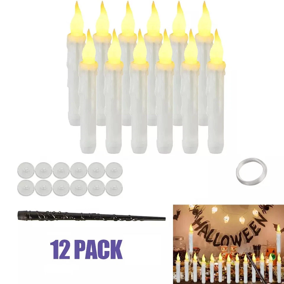 12 PIEZAS LED velas cónicas sin llama luces parpadeantes a batería decoración de fiestas Foto 4 de 4