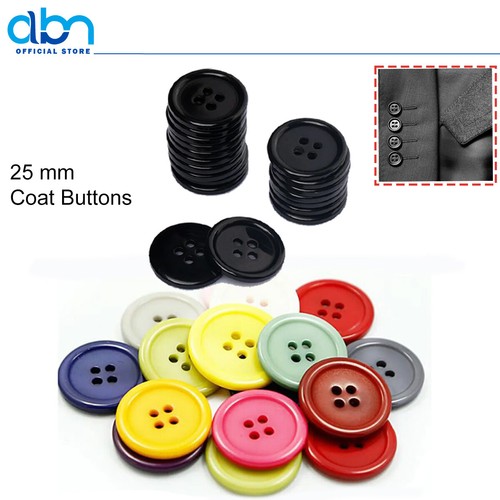 25mm Round Coat Buttons 4-Hole Flat Back Buttons Choice of size & Colours - Picture 9 of 35
