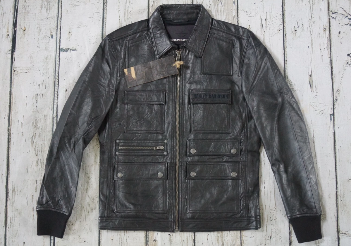 Harley Davidson Mens European Model Classic Black Riding Leather