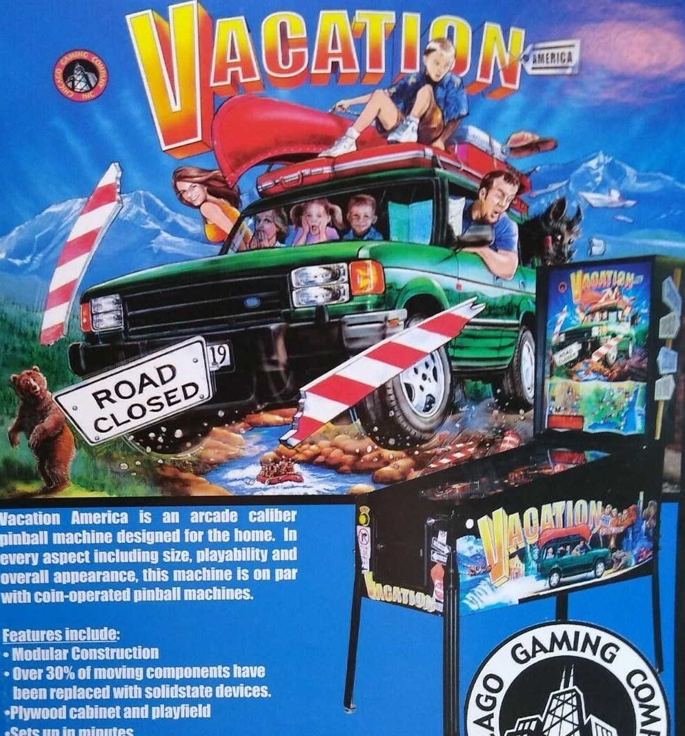 Vacation America Pinball Flyer Home Edition Original Vintage Promo Artwork Sheet