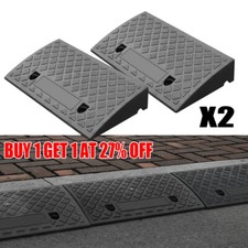 2pcs Ramp Rubber Vehicle Slope Kerb Ramps Heavy Duty Car Bikes Threshold Black