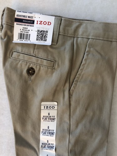 NWT IZOD Boy’s Khaki Pants Adjustable Waist Flat Front Reg fit SZ 4 - Picture 5 of 5