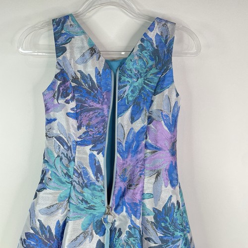 Zoe LTD Sleeveless Metallic Floral Jacquard Dress in Girl’s Sz: 12 - Picture 8 of 13