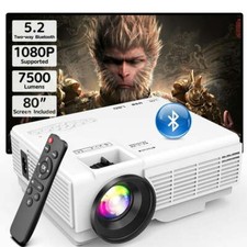 Mini Portable Movie Projector with Bluetooth, 7500Lumens Full HD 1080P Supported