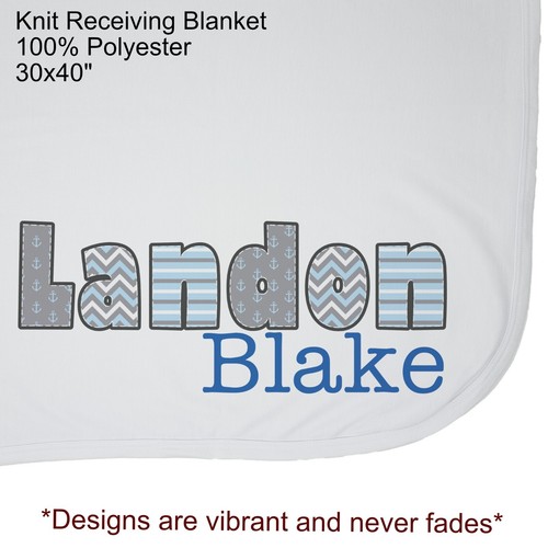 Baby Junge personalisierte individuelle Anker Maritim Empfangsdecke - Bild 8 von 13