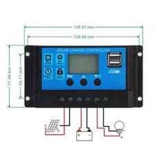contrôleur Régulateur de charge solaire 30A 12V 24V USB panneau solaire LCD