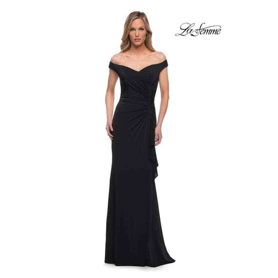 slim fit dress slacks Corrine Elegant Off the Shoulder Bodycon Dress Black Selfie Leslie
