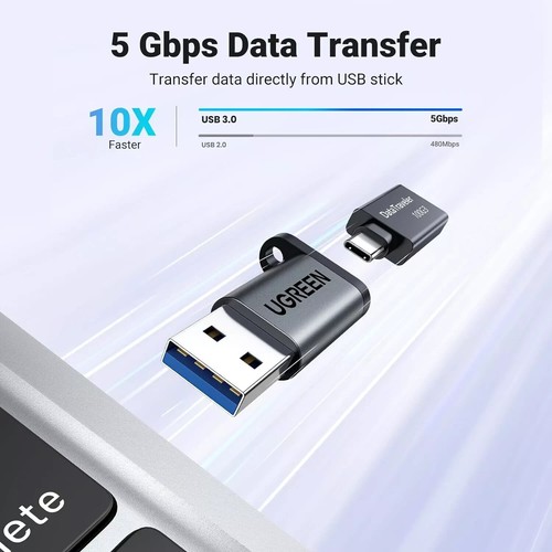 UGREEN USB 3.0 GEN 2, USB C Buchse auf USB A Stecker Adapter - Schwarz & Grau - Bild 4 von 10