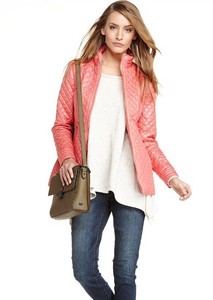 Via-Spiga-Quilted-Coral-Pink-Puffer-Lightweight-Packable-Zip-Jacket-Coat-M-216