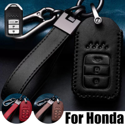 Genuine Leather Car Key Case Cover For Honda Accord Insight Odyssey Civic CR-V