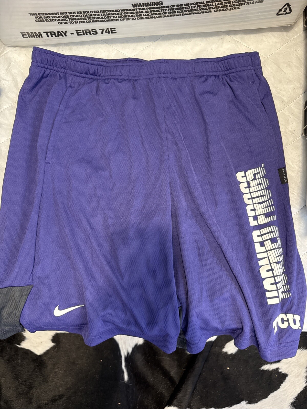 TCU Shorts Mens Large Purple Horned Frogs College University Nike Dri-Fit Shorts