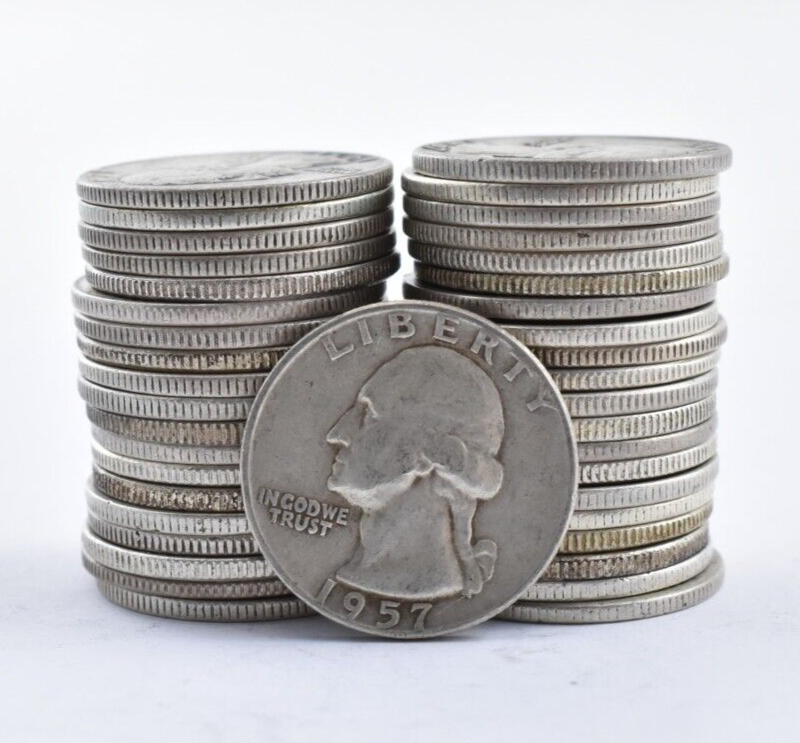 1950's-1964 Washington Quarter 90% Silver $10 Face ROLL | eBay