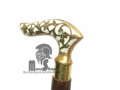 Antique Walking Stick  Cane Victorian Design Brass Handle Handmade Designee New