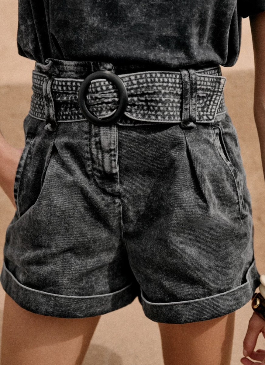 NEW! SEZANE Short Rome Black Washed Size 34 | eBay
