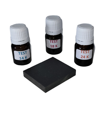 3er Set Tester 14 18 und 24K Gold Spachtelflasche + Prüfstein + Anleitung