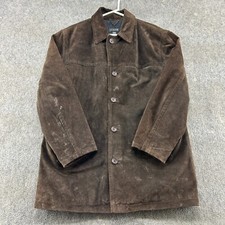 VINTAGE J Crew Leather Jacket Mens M Brown Genuine Suede Blanket Wool Lined 90s