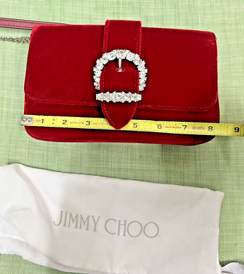 BEAUTIFUL JIMMY CHOO Velvet Crystal Cheri Wallet on Chain