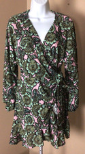 Topshop Women's Size 4 Ruffled Long Sleeve Floral Mini Wrap Dress