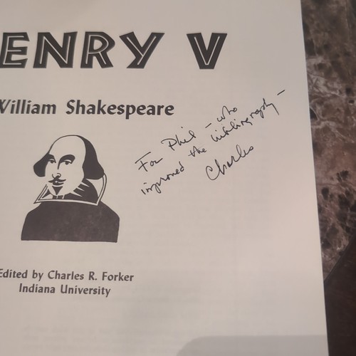 Signed Copy Of The Blackfriars Shakespeare Henry V By Charles R Forker - Imagen 2 de 6