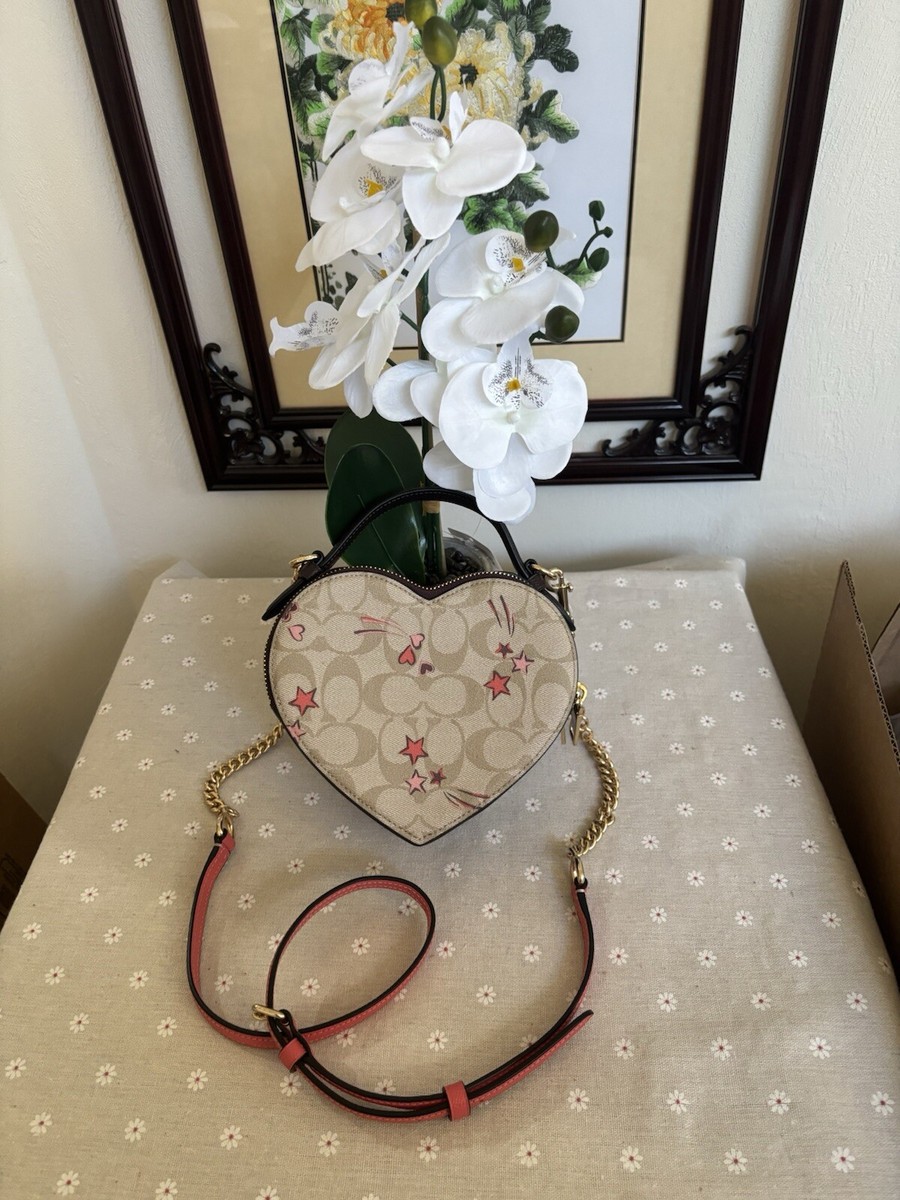 Coach Heart Crossbody In Signature Canvas With Heart And