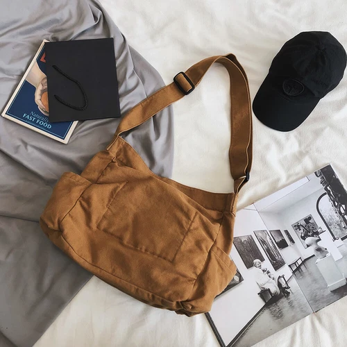 Damen Canvas solide Teenager Kuriertasche Damen große Kapazität Umhängetasche - Bild 18 von 37