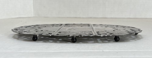 VTG Raimond Oval Pierced Silver Plate Metal Trivet Expandable Adjustable Spain - Picture 6 of 6