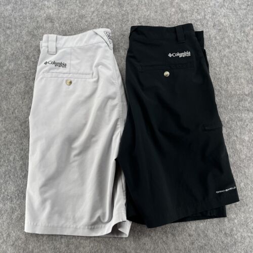 Lot of 2 Columbia Mens Black Gray Outdoor Grander Marlin Shorts Size 32