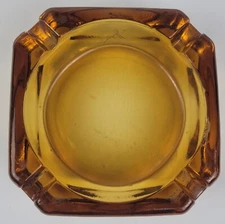 Vintage Yellow Glass Ashtray Cigar & Cigarette Small 3x3