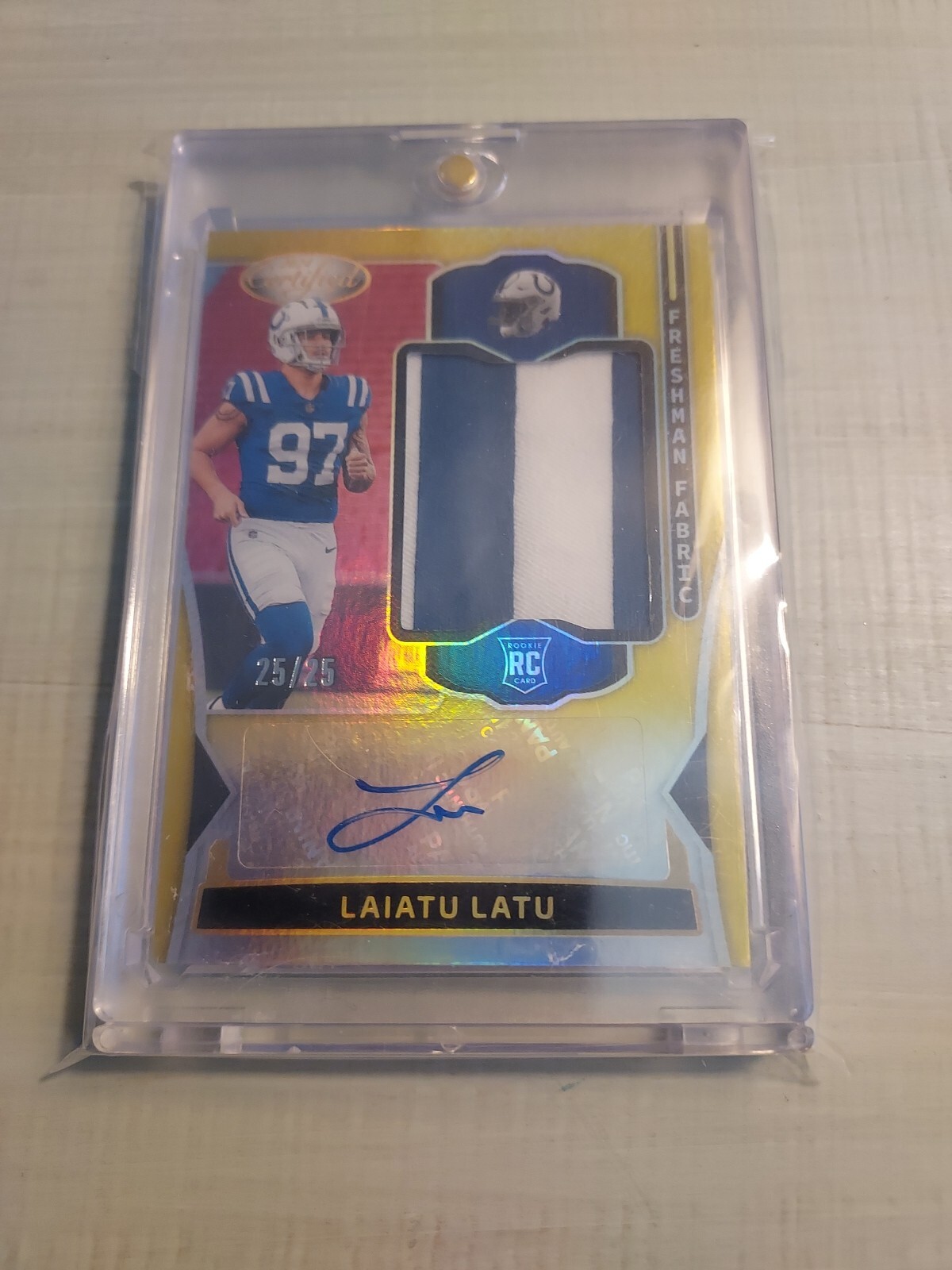 2024 Panini Certified Laiatu Latu Freshman Fabric Auto Gold 25/25 RPA #FMS-LLU