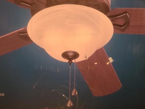 HARBOR BREEZE Ceiling Fan 2-Light KIT LED White Alabaster Marble Frosted Glass - Picture 6 of 9
