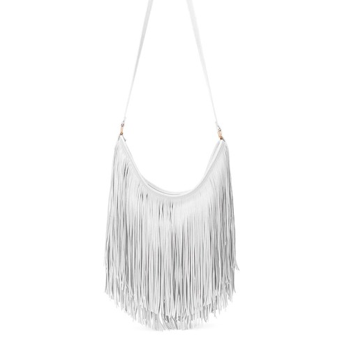 New Womens Celeb Designer Official Fringe Faux Leather Tassel Messenger Bag - Picture 7 of 8