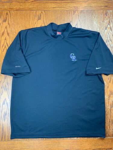 Early 00s Nike Team DRI-FIT Colorado Rockies Black Shirt L Polyester MLB Denver - Picture 3 of 8