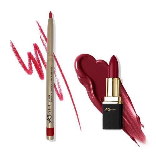 Khasana Lippenstift & Automatic Lip Liner Set, Creme Gloss, langanhaltendes Farbset - Bild 5 von 20