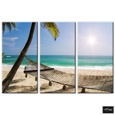 Sonnenuntergang Meereslandschaft Strand BOX GERAHMTE LEINWAND KUNST Bild HDR 280 g/m²