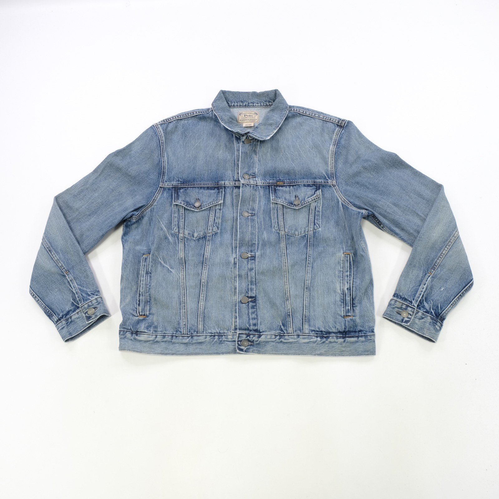 Rara giacca jeans POLO RALPH LAUREN RL qualità Big Pony cavaliere denim blu 2XL