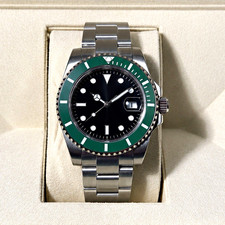 Custom Automatic Watch – Green Bezel Stainless Steel | Box & Paperwork