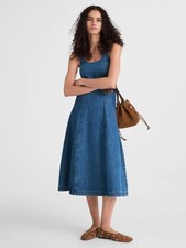 NWT Madewell Denim Scoopneck Midi Dress Fit &bFlare  XS $128.00