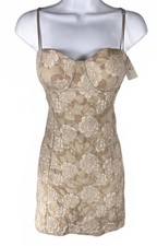 NWT WINDSOR Cream & Tan Mini Bachelorette • Party Girl • Y2K Club Glam Med