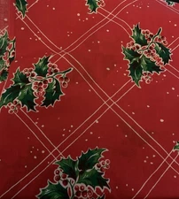 (2) Christmas Fabric Pieces Red Holly 6 Yards per Piece 12" Wide Sewing