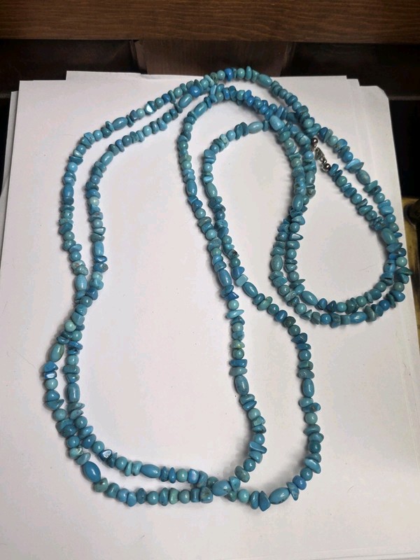 RELIOS CAROLYN POLLACK turquoise Bead Beaded Extra Long 80" Necklace Versatile 