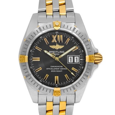 Breitling Cockpit B49350 Auto 41mm Black Dial 18k YG TT Bezel/Band Steel Watch